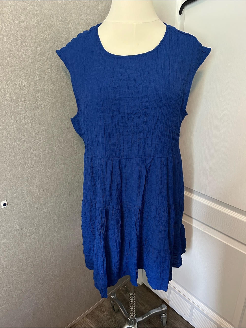Knox Rose Royal Blue Tiered Crinkle Gauze Dress,